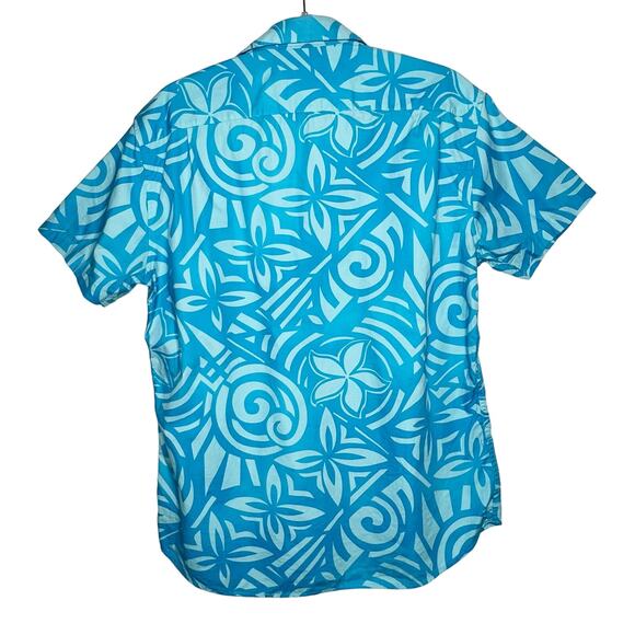 BLADE + BLUE Hawaiian Shirt Tropical Button Down Short Sleeve Light Blue Size L - Picture 2 of 6